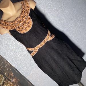 Free People Black and Tan Mini Dress
